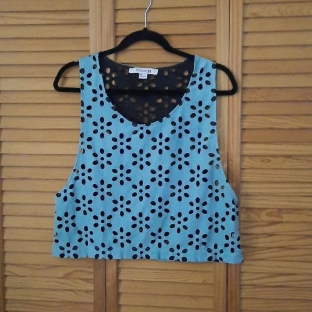 Forever 21 Suede Floral Cut Out Crop Top Size SP